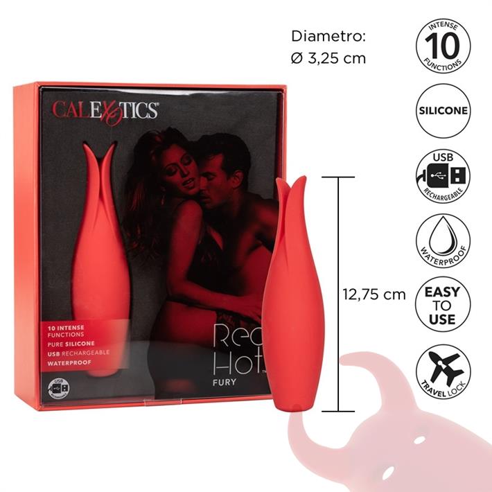  Estimulador Red Hot Fury con carga USB y 10 velocidades 
