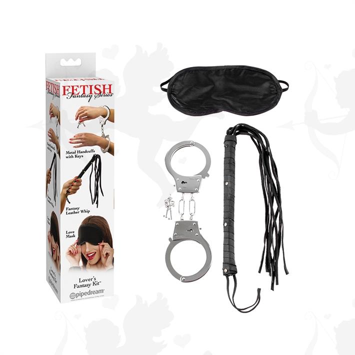 Lovers Fantasy Kit esposas, latigo y antifaz