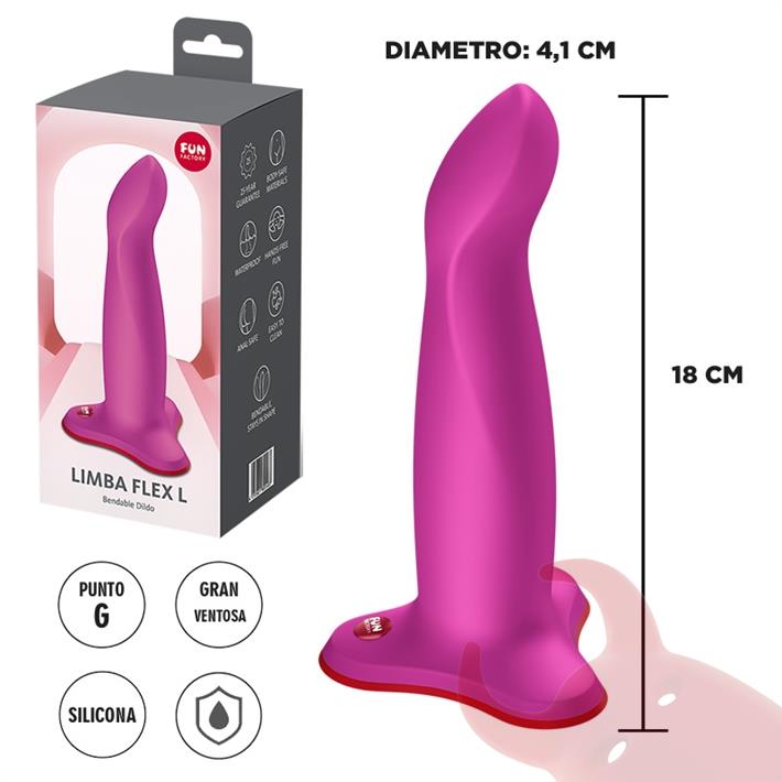  Limba Flex L dildo con sopapa para estimulacion del punto G ideal para arnes 
