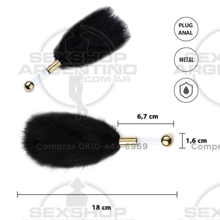 Cosquilleo de plumas negro con mango plateado