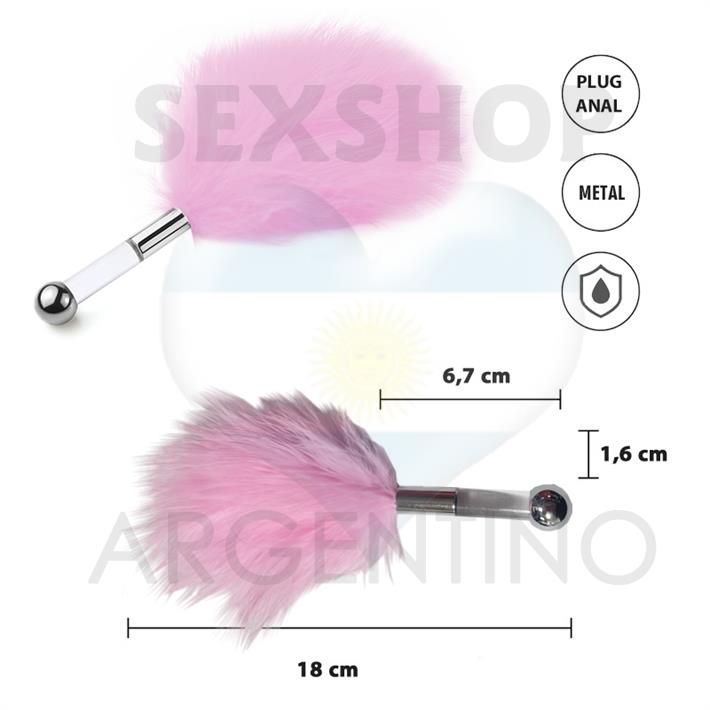 Cosquilleo de plumas rosa con mango plateado