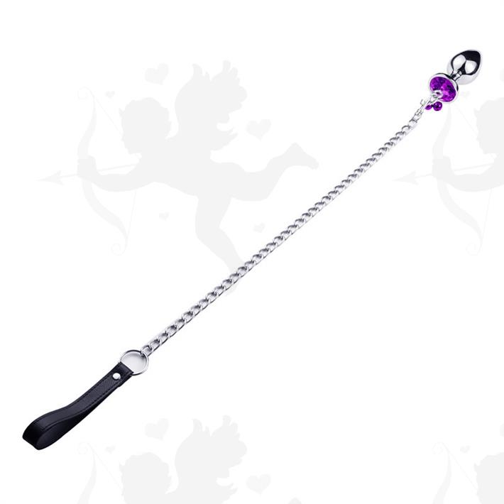 Joya anal violeta con correa