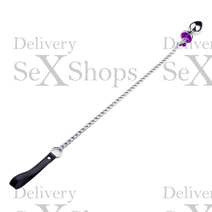 Joya anal violeta con correa