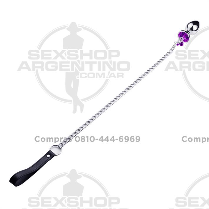 Joya anal violeta con correa