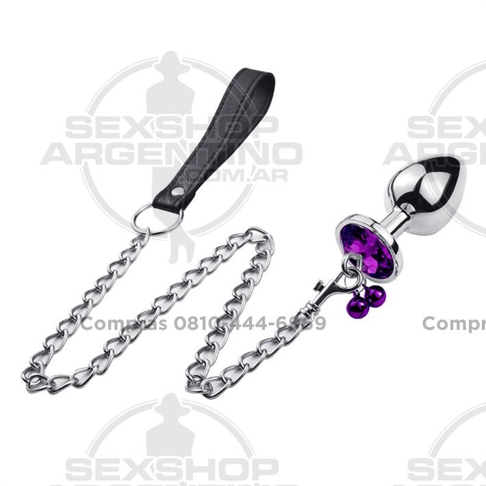 Joya anal violeta con correa
