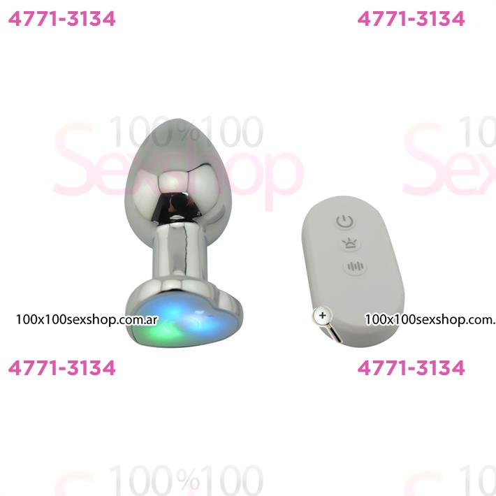 Plug anal con forma de corazon, vibracion y control remoto Medium