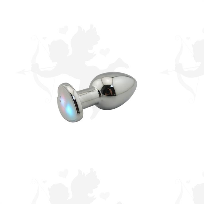 Plug anal con forma de corazon, vibracion y control remoto Medium
