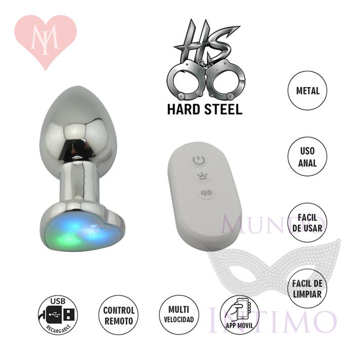 Plug anal con forma de corazon, vibracion y control remoto Medium