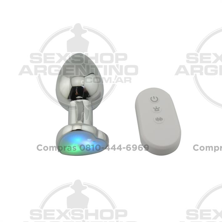 Plug anal con forma de corazon, vibracion y control remoto Medium