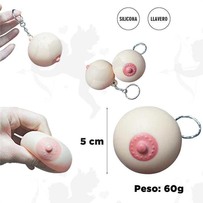 Llavero con forma de teta pellizcable