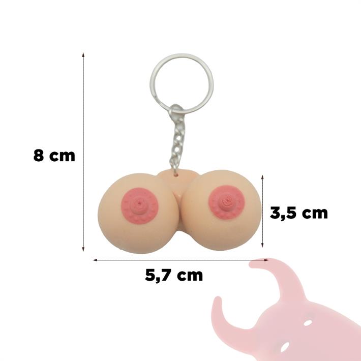 Llavero con forma de seno pellizcable