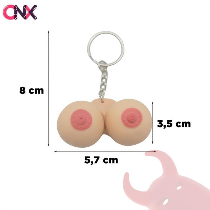 Llavero con forma de seno pellizcable