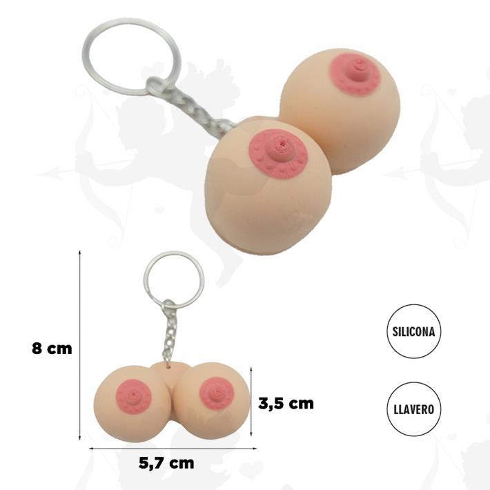 Llavero con forma de seno pellizcable