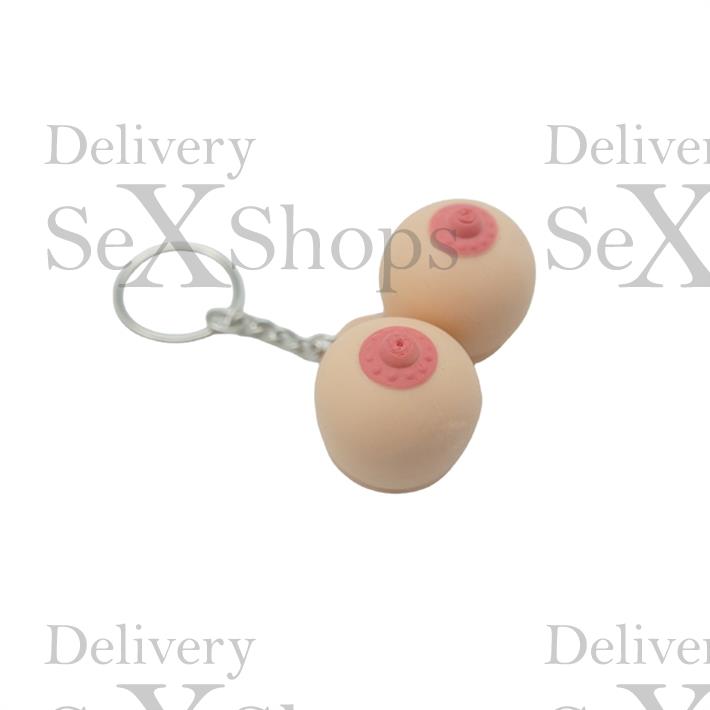 Llavero con forma de seno pellizcable