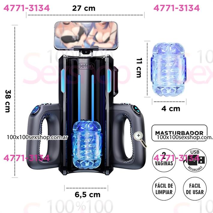 Masturbador Automático Telescópico Profesional - 2 Mangas de Silicona + 3 Velocidades