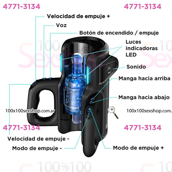 Masturbador Automático Telescópico Profesional - 2 Mangas de Silicona + 3 Velocidades