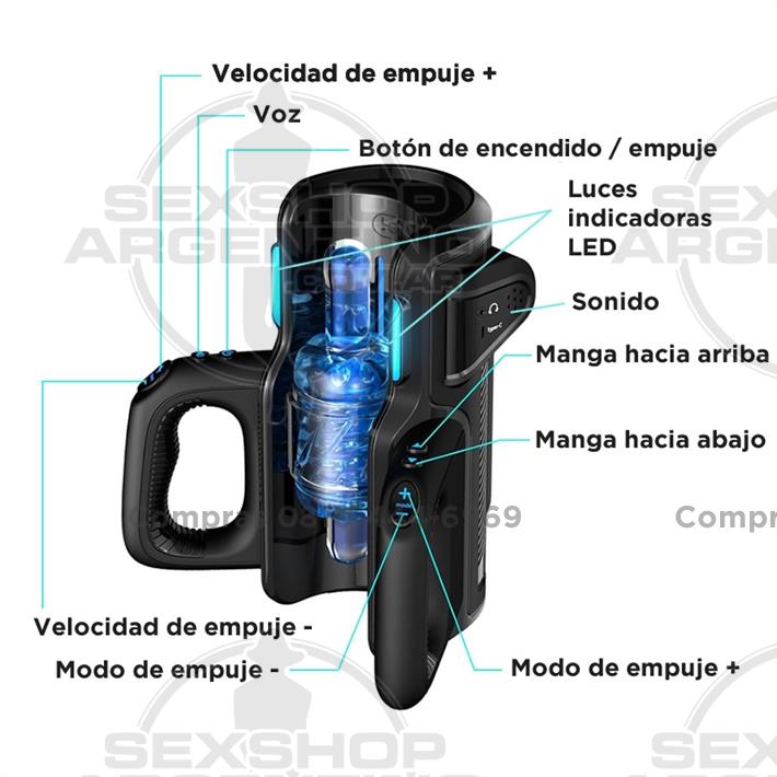 Masturbador Automático Telescópico Profesional - 2 Mangas de Silicona + 3 Velocidades