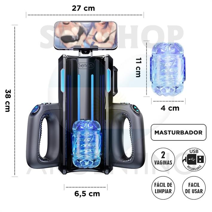 Masturbador Automático Telescópico Profesional - 2 Mangas de Silicona + 3 Velocidades