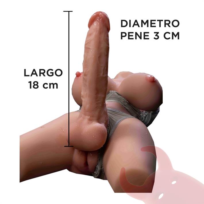Torso Realista TPE 5,65 kg con Senos Suaves y Dildo Realista