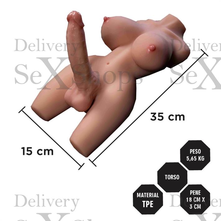 Torso Realista TPE 5,65 kg con Senos Suaves y Dildo Realista Torso Realista TPE 5,65 kg con Senos Suaves y Dildo Realista