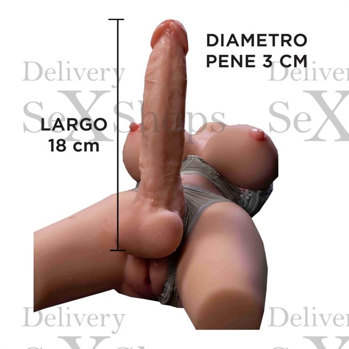 Torso Realista TPE 5,65 kg con Senos Suaves y Dildo Realista