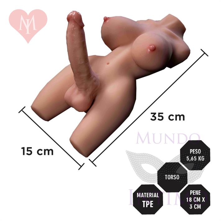  Torso Realista TPE 5,65 kg con Senos Suaves y Dildo Realista 