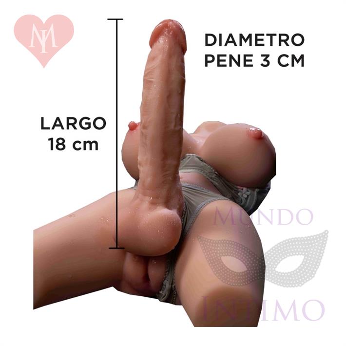 Torso Realista TPE 5,65 kg con Senos Suaves y Dildo Realista