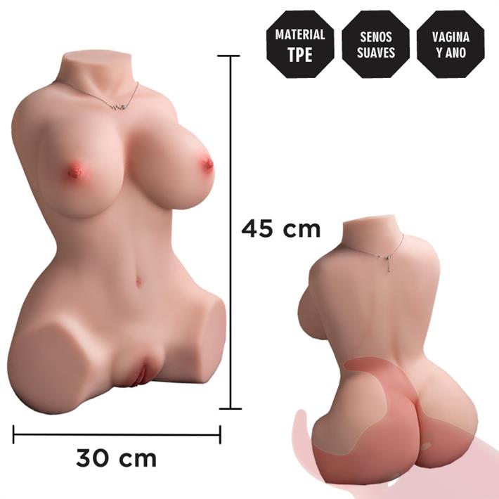  Torso Realista TPE con Vagina Hiper Realista y Senos Suaves 