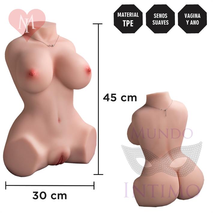  Torso Realista TPE con Vagina Hiper Realista y Senos Suaves 