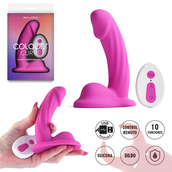 Dildo Vibrador Curvo Colours: diseño flexible y control remoto
