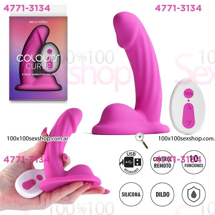 Cód: CA SS-NO-0402-44 - Dildo Vibrador Curvo Colours: diseño flexible y control remoto - $ 119000