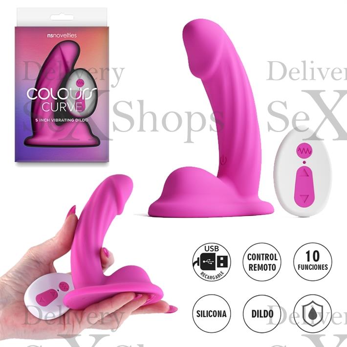 Dildo Vibrador Curvo Colours: diseño flexible y control remoto Dildo Vibrador Curvo Colours: diseño flexible y control remoto