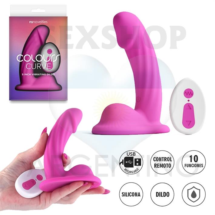 Dildo Vibrador Curvo Colours: diseño flexible y control remoto
