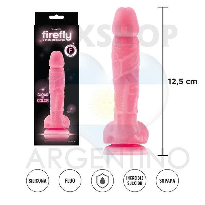 Dildo de silicona firme Firefly de 5 pulgadas en color rosa