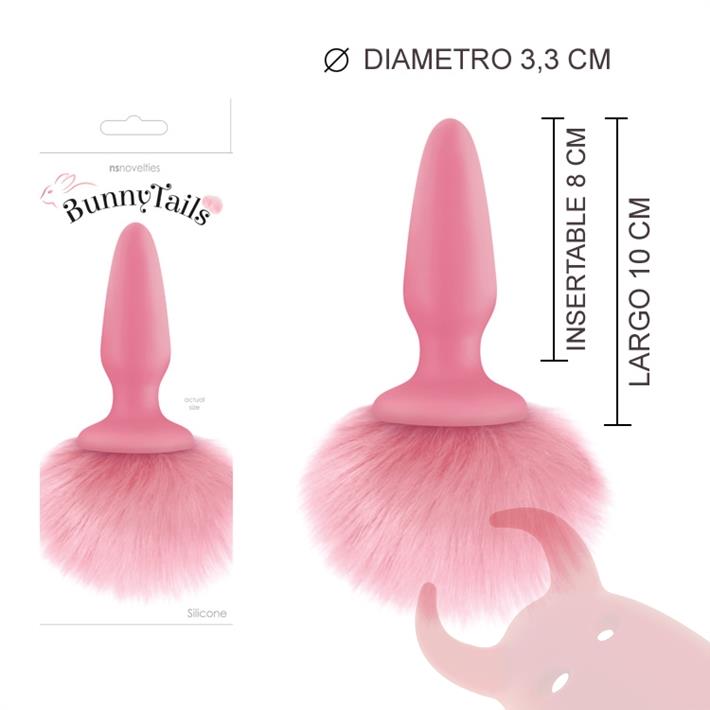 Plug anal con cola de conejo rosa 