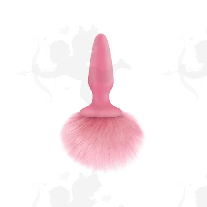 Plug anal con cola de conejo rosa