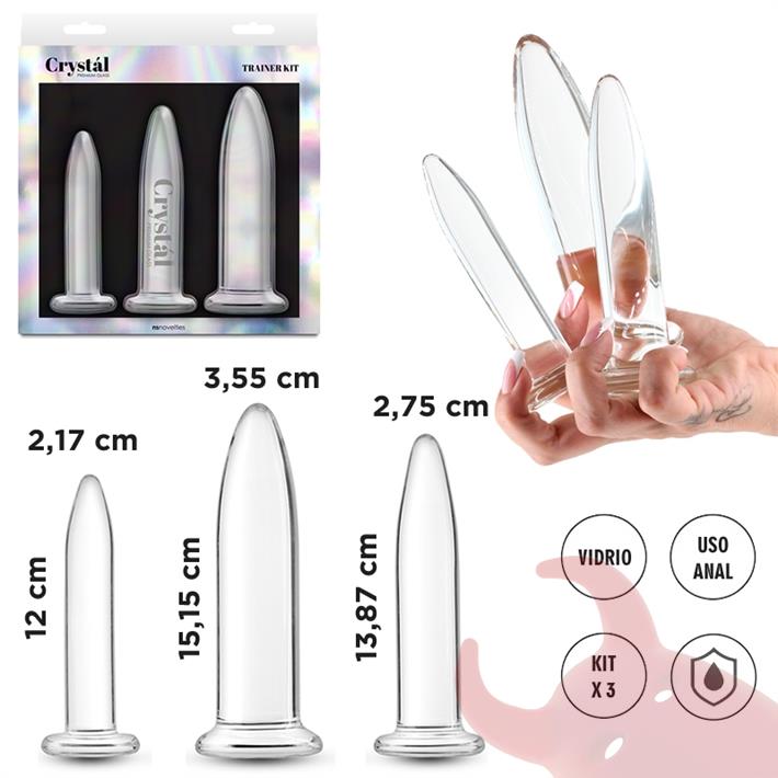 Kit 3 dilatadores anales de vidrio transparentes