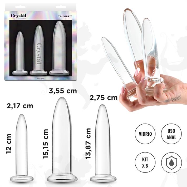 Kit 3 dilatadores anales de vidrio transparentes