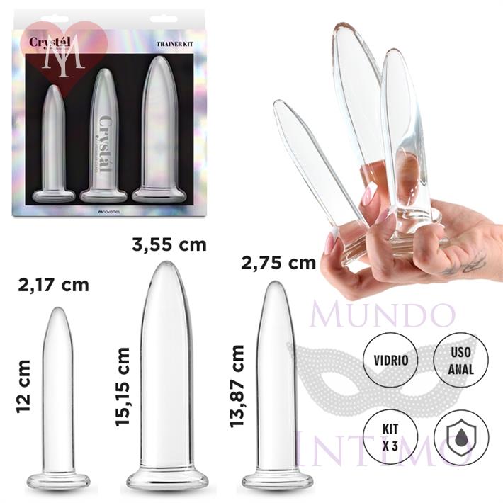 Kit 3 dilatadores anales de vidrio transparentes