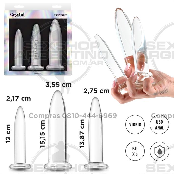 Kit 3 dilatadores anales de vidrio transparentes