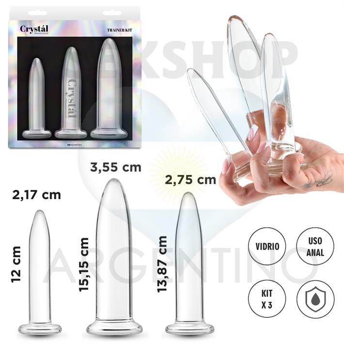 Kit 3 dilatadores anales de vidrio transparentes