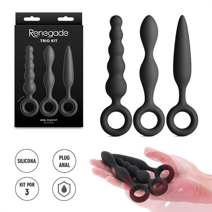 Kit de 3 dilatadores anales de silicona Slip, Slide y Slim