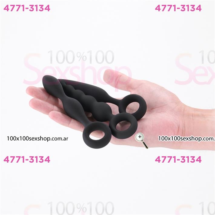 Kit de 3 dilatadores anales de silicona Slip, Slide y Slim