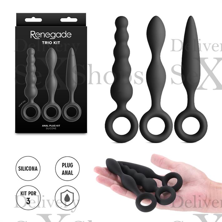 Kit de 3 dilatadores anales de silicona Slip, Slide y Slim Kit de 3 dilatadores anales de silicona Slip, Slide y Slim