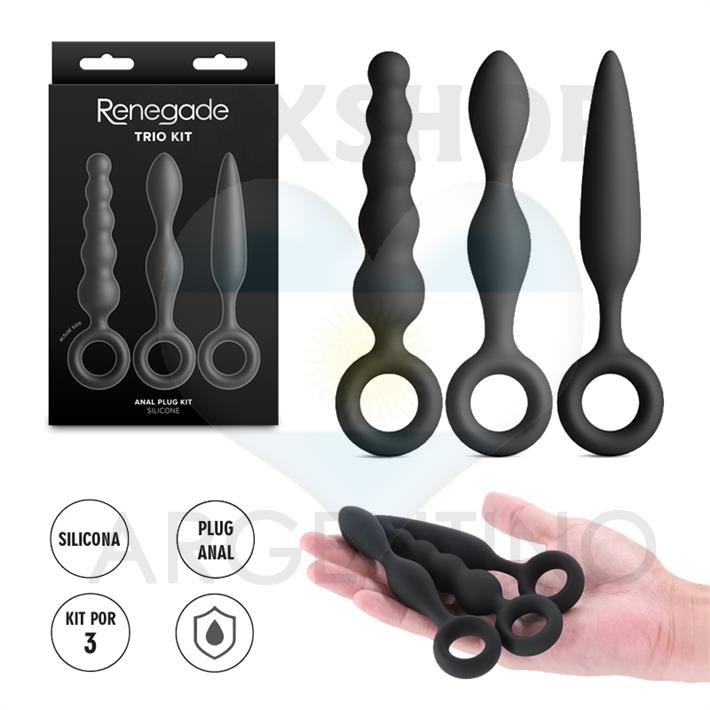 Kit de 3 dilatadores anales de silicona Slip, Slide y Slim