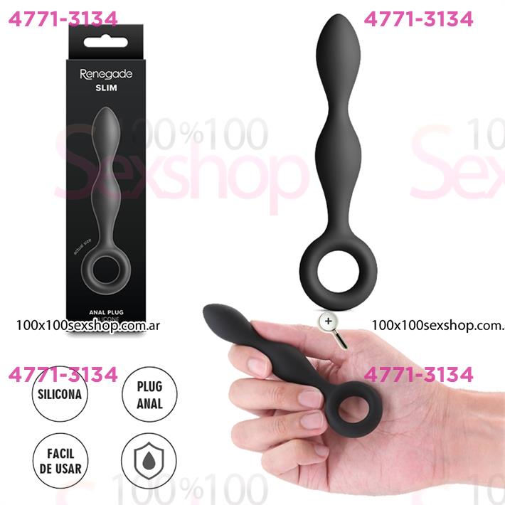 Cód: CA SS-NO-1166-33 - Slim dilatador anal de silicona con anillo extractor - $ 20900