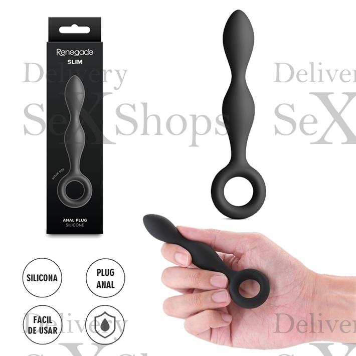 Slim dilatador anal de silicona con anillo extractor Slim dilatador anal de silicona con anillo extractor