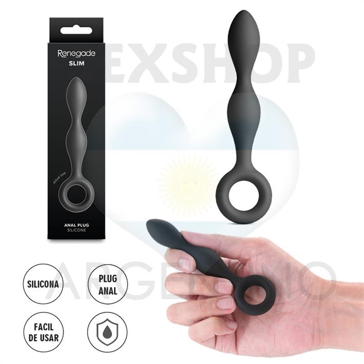 Slim dilatador anal de silicona con anillo extractor