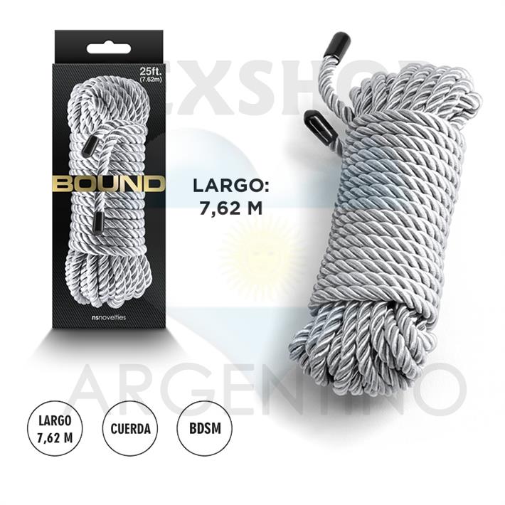 Soga para bdsm color plata de 7,62m