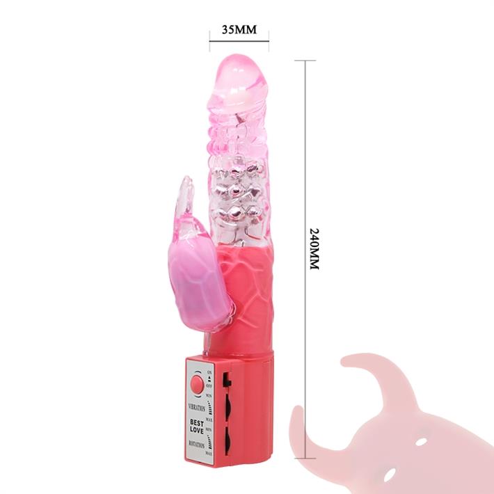 Vibrador rotativo con estimulador de clitoris con velocidad regulable